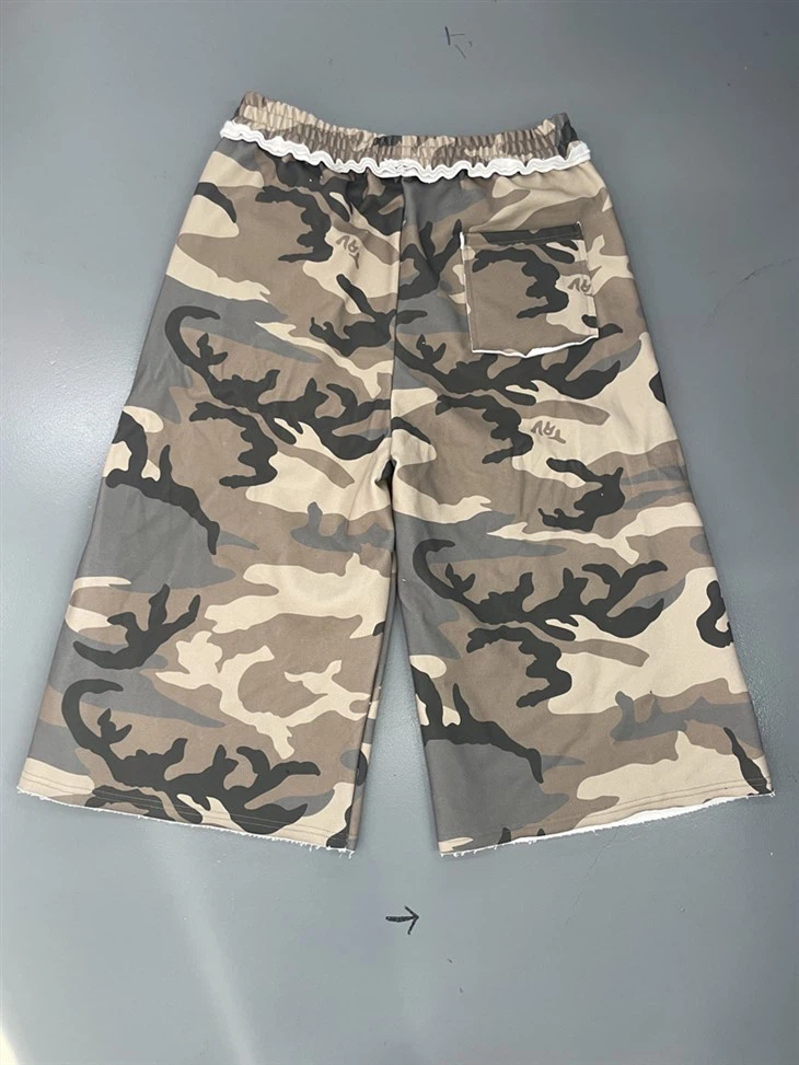 Veľkoobchod OEM bavlnené šortky Desert Camouflage Volané Culottes Elastický pás Široká noha Kornit DTG Print